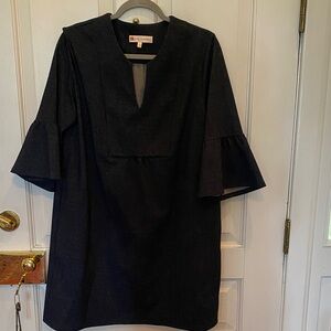 Navy Blue denim Ruffle Sleeve Dress